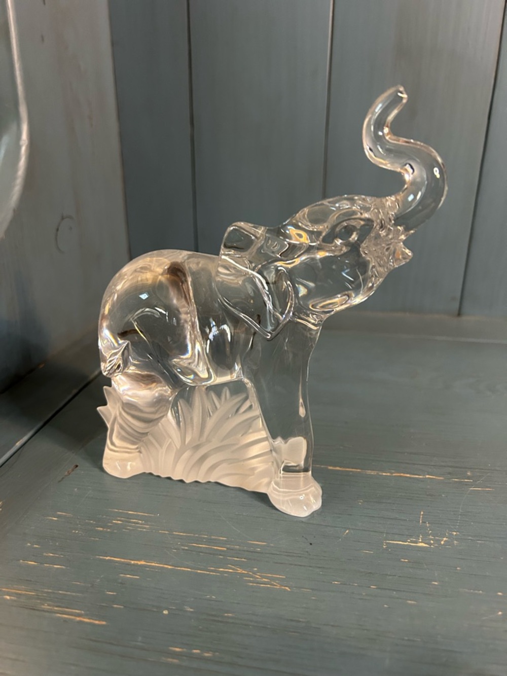 Lenox Clear Crystal Elephant Figurine with Frosted Base - Vintage 1994